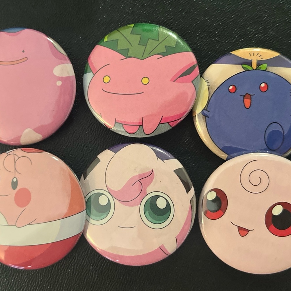 Cute Pokémon Button 6-Pack Handmade